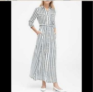 BANANA REPUBLIC striped Maxi Shirt Dress